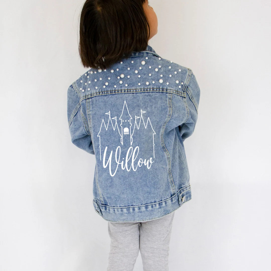 Blue Pearl Kid's Denim Jacket, Theme Park Denim Jacket for Kids, Personalized Kids Denim Jacket G... | Etsy (US)