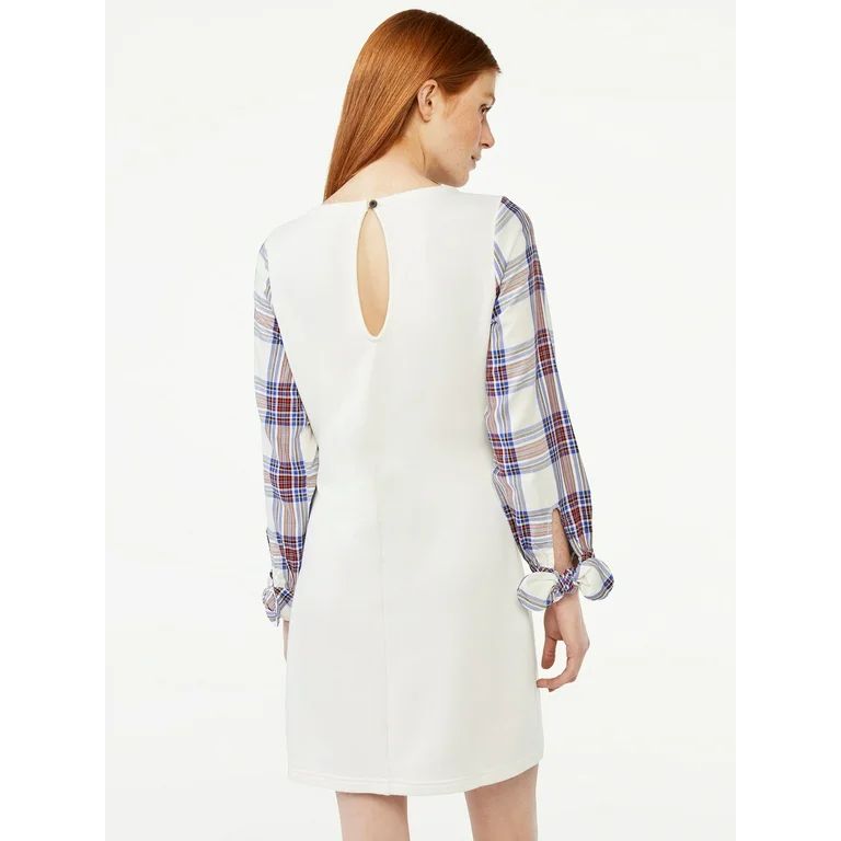 Free Assembly Women's Pleated Shoulder Mixy Mini Dress with Tie Cuffs - Walmart.com | Walmart (US)