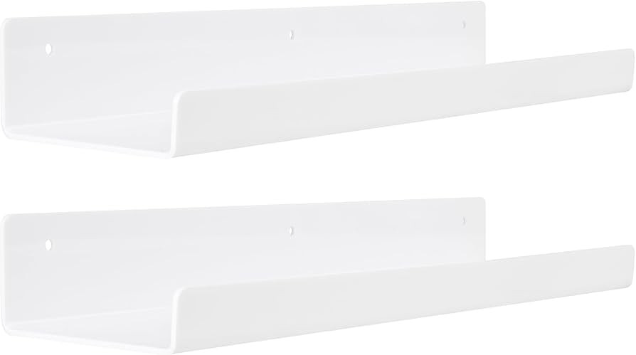 upsimples 2 Pack Acrylic Shelves for Wall Storage, 15" Floating Bookshelves for Kids, Display She... | Amazon (US)