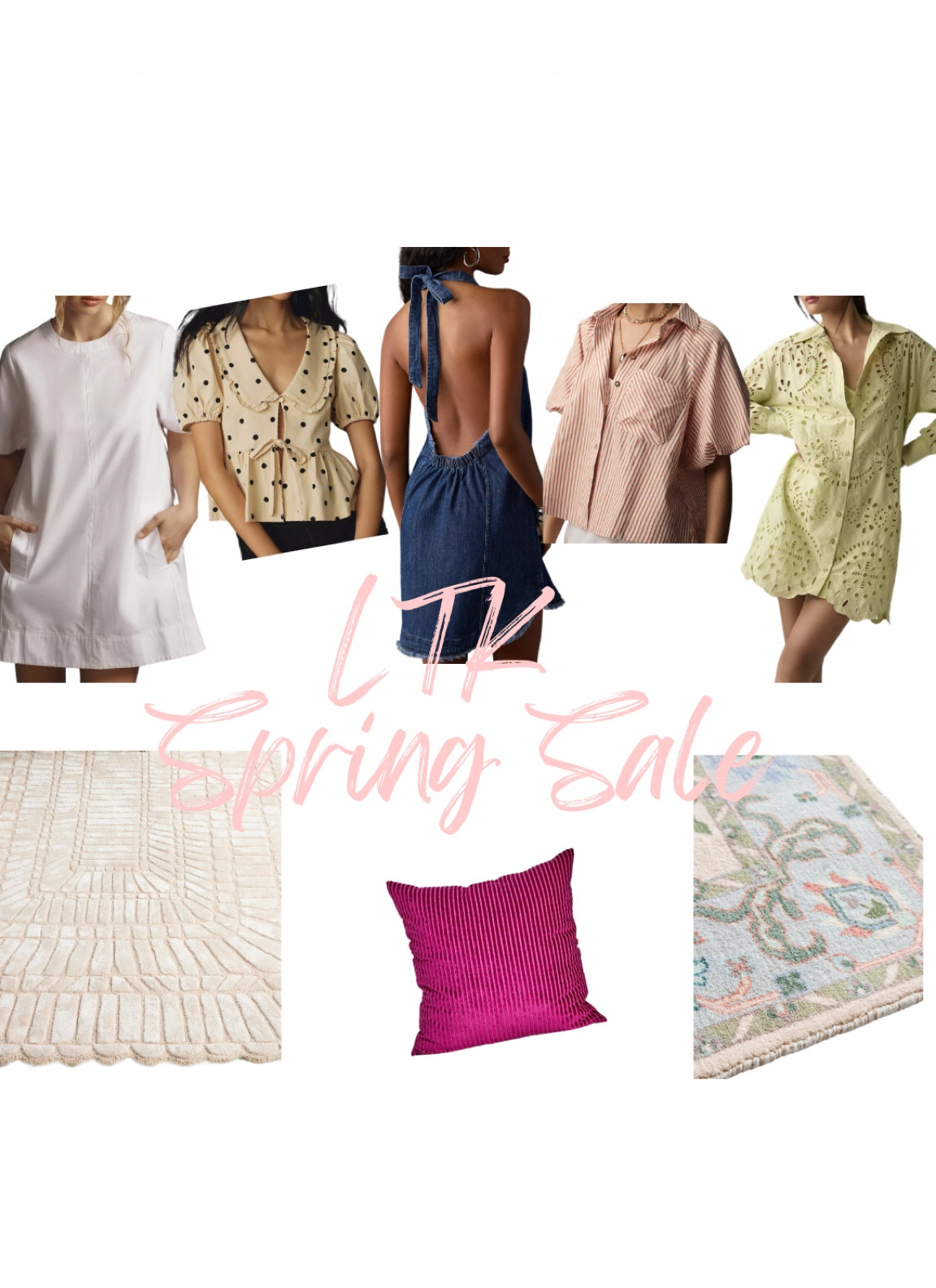 Anthropologie Sale, LTK Spring Sale, Anthro, Anthropologie, spring clothes, rugs, pillows, dresses, blouses, lace dress, halter dress, white dress, polka dot top, Peter Pan collar top, spring clothes, home decor, apartment decor, living room rugs, apartment rugs, bedroom rugs, vacation outfits 

#LTKsalealert #LTKstyletip #LTKSpringSale