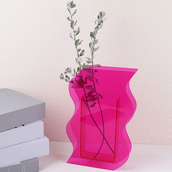 DaizySight Acrylic Flower Vase for Aesthetic Room Decor, Irregular Curvy Wave Plastic Decorative ... | Amazon (US)