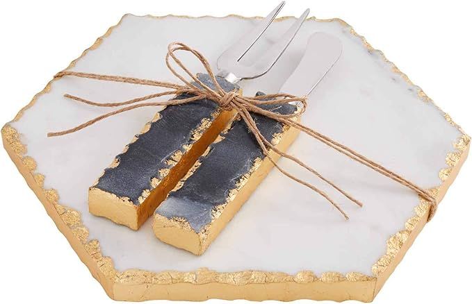 Mud Pie Marble Cheese, 3 Piece Set, White, board 8" x 8" | utensils 7" (41100042) | Amazon (US)
