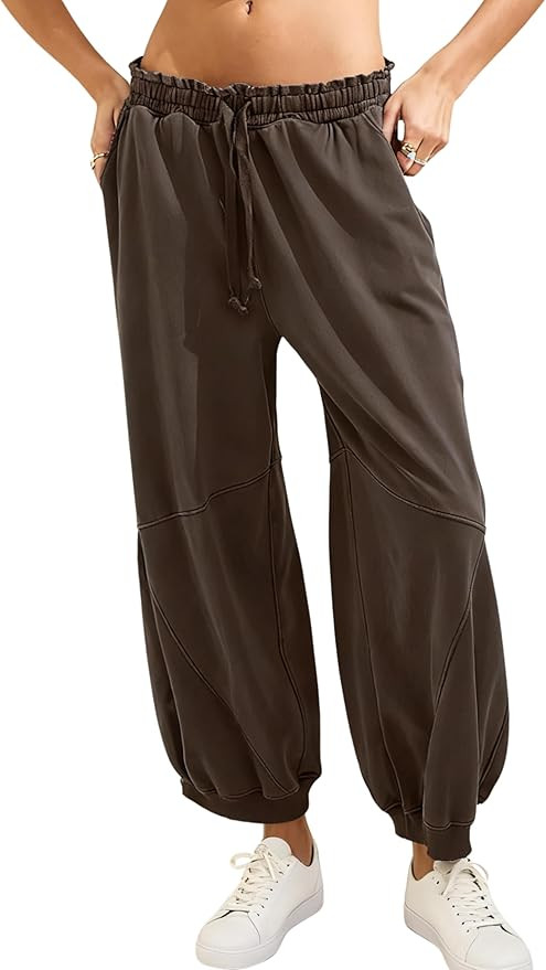 Tanming Womens Baggy Sweatpants Barrel Leg Trousers Elastic Waisted Drawstring Lounge Joggers Pan... | Amazon (US)