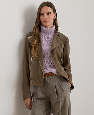 Lauren Ralph Lauren Women's Suede-Feyoshi Moto Jacket - Macy's | Macy's