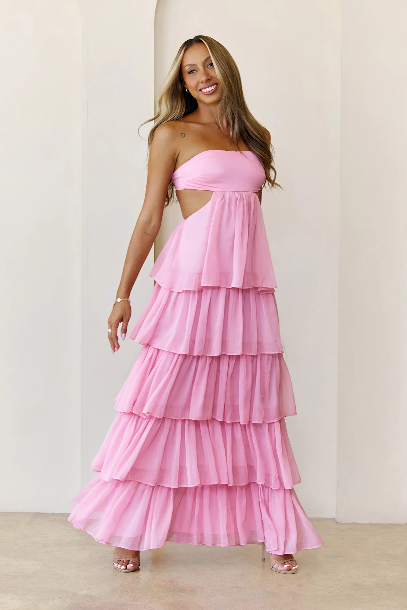 Luxe Mode Strapless Maxi Dress Pink | Hello Molly (US)