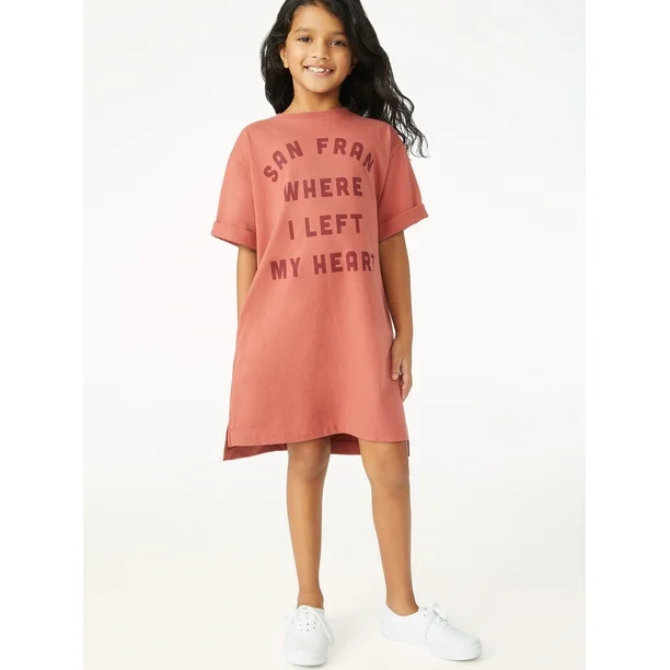 Free Assembly Girls T-Shirt Dress, Sizes 4-18 - Walmart.com | Walmart (US)