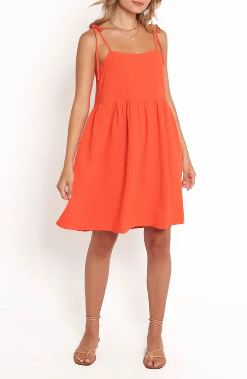 Petal & Pup Emerson Tie Strap Minidress in Orange at Nordstrom, Size X-Large | Nordstrom
