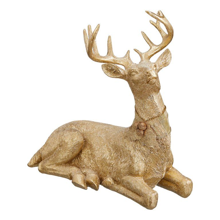 Holiday Time Gold Reindeer Table Top Christmas Decoration, 9.25" | Walmart (US)