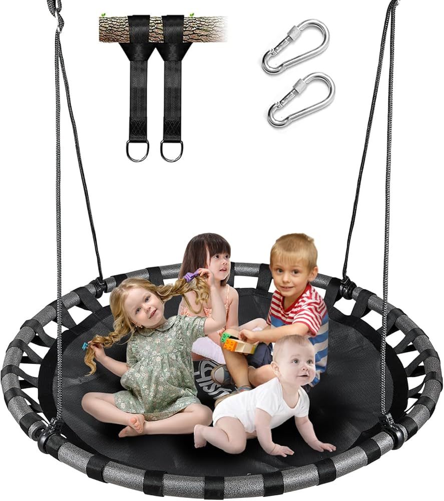 50" Saucer Tree Swing for Kids, 360° Rotate Waterproof Flying Saucer Swing with Swivel, Hanging ... | Amazon (US)