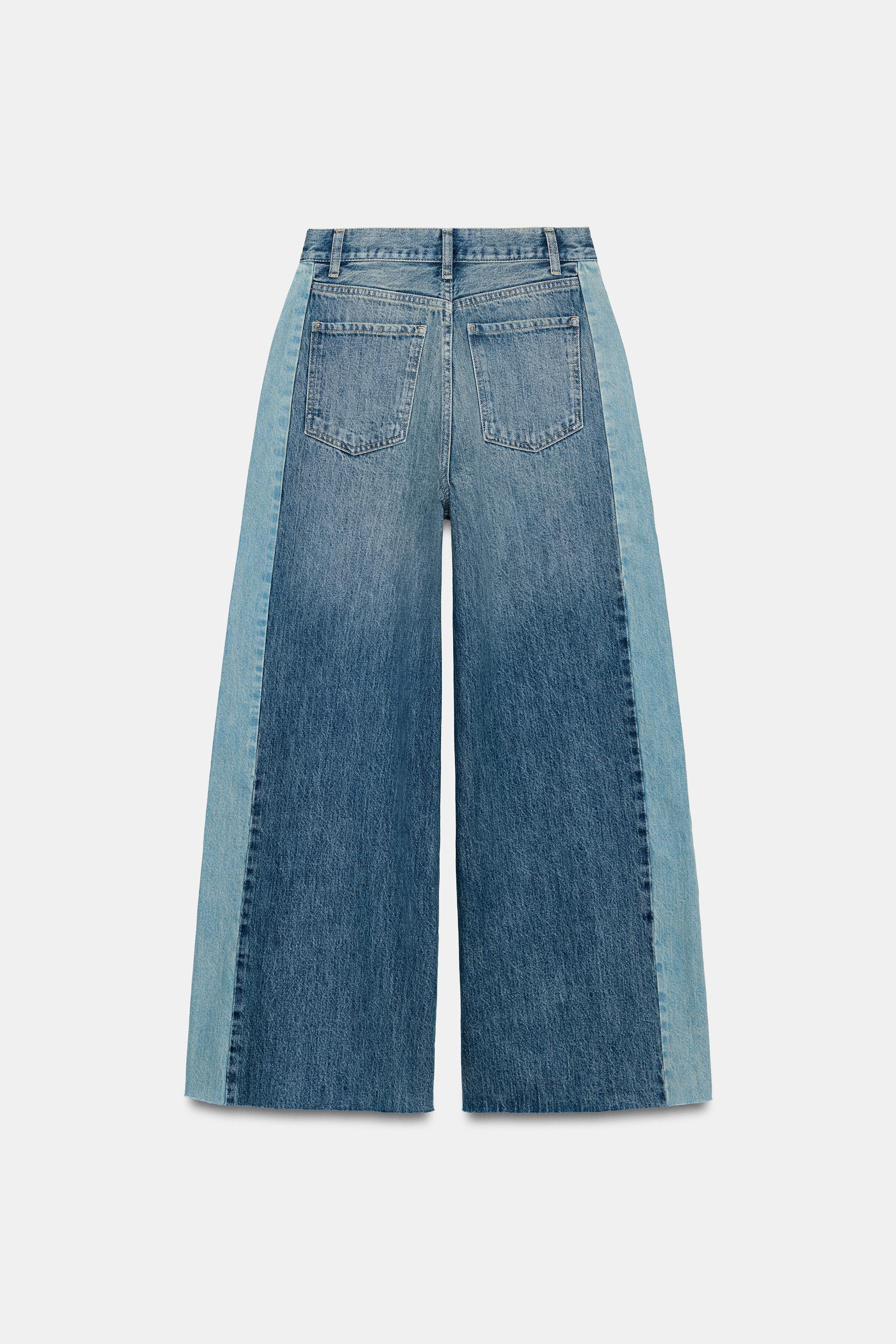 ZW COLLECTION MID-WAIST PATCHWORK WIDE-LEG JEANS | Zara DE