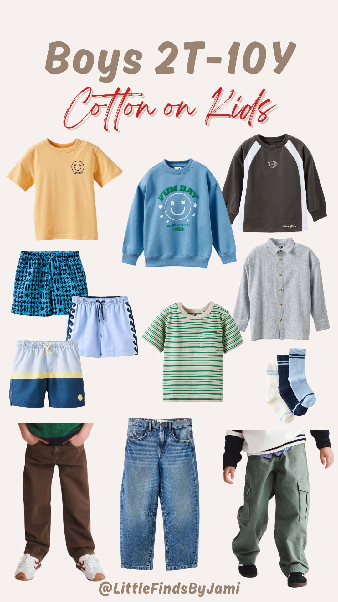 Toddler and tween boy finds at Cotton On. Swim trunks. Denim jeans and pants. Barrel. Trendy. Tshirts. Spring outfits. Boy mom.  

 

#LTKootd #LTKmomlife #LTKKids