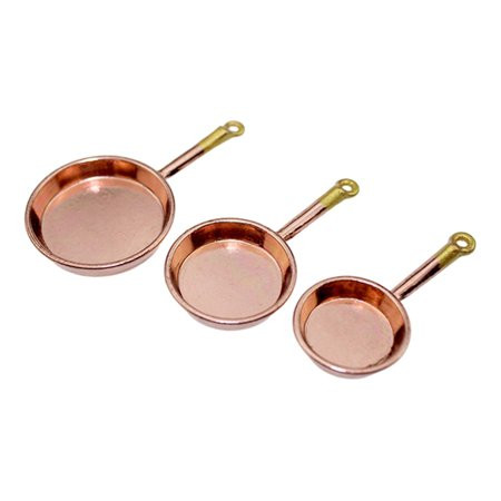 3Pcs 1/12 Dolls House Modern Alloy Stovetop Fry Pan Saucepan Cookware Dinning Room Accessory Copper  | Walmart (US)