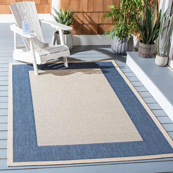 SAFAVIEH Courtyard Sherrie Border Indoor/ Outdoor Waterproof Patio Backyard Rug - 8' x 10' - Beig... | Bed Bath & Beyond