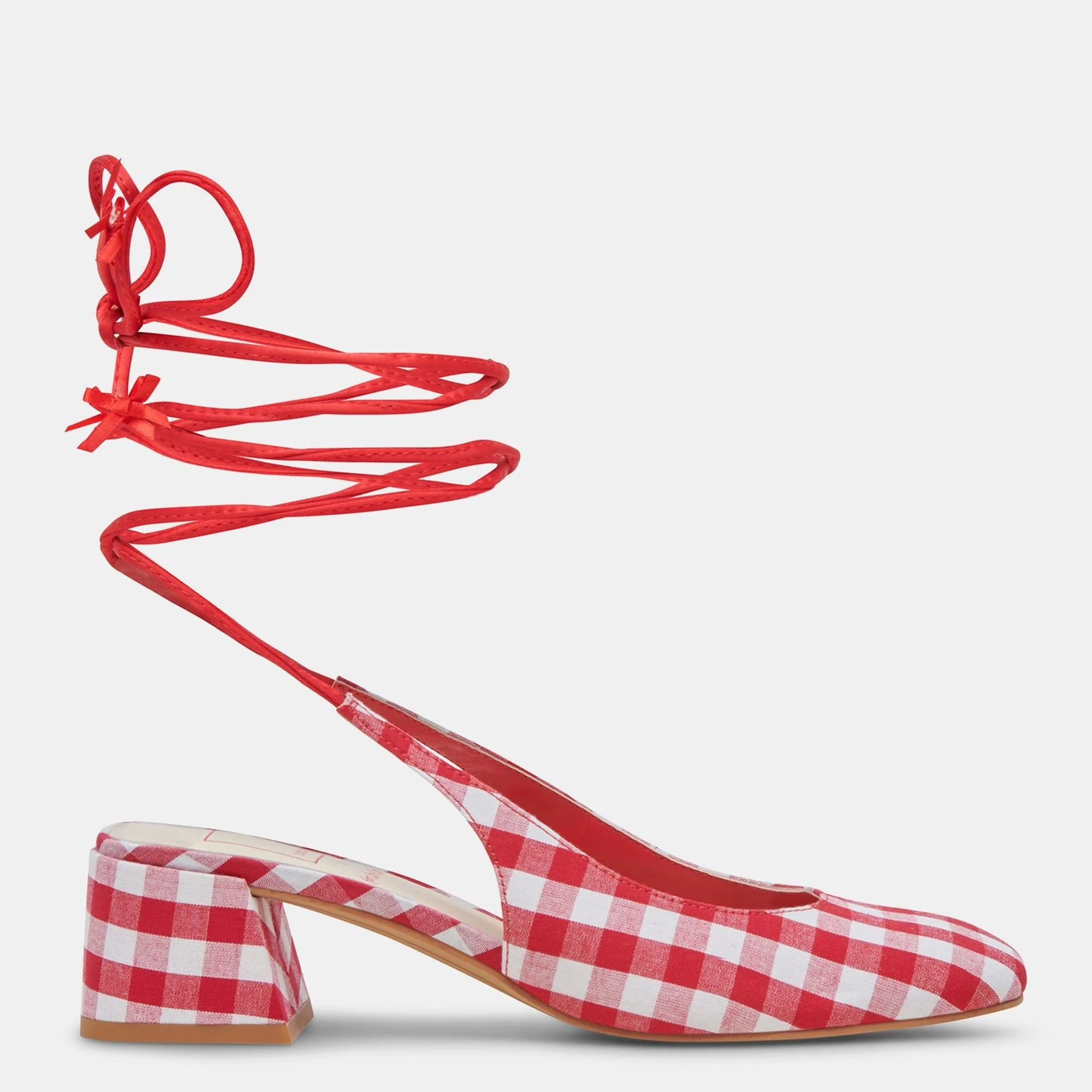 Elodie Heels White Red Gingham | Shop Simon