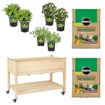 Shop Bonnie Plants Small Herb Mobile Cart Raised Garden Bed Collection at Lowes.com | Lowe's