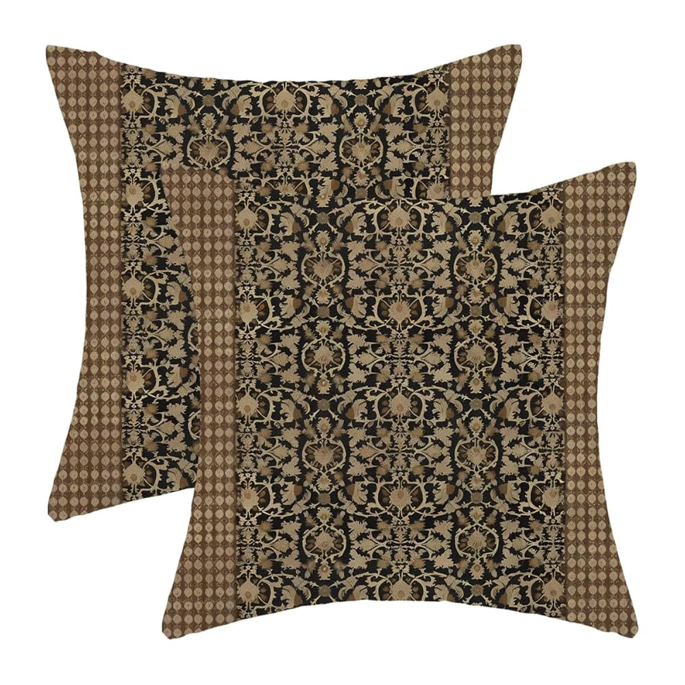 Brown Antique Block Print Pillow Covers 24x24 Inch Vintage Floral Throw Pillow Covers Set of 2 Re... | Amazon (US)