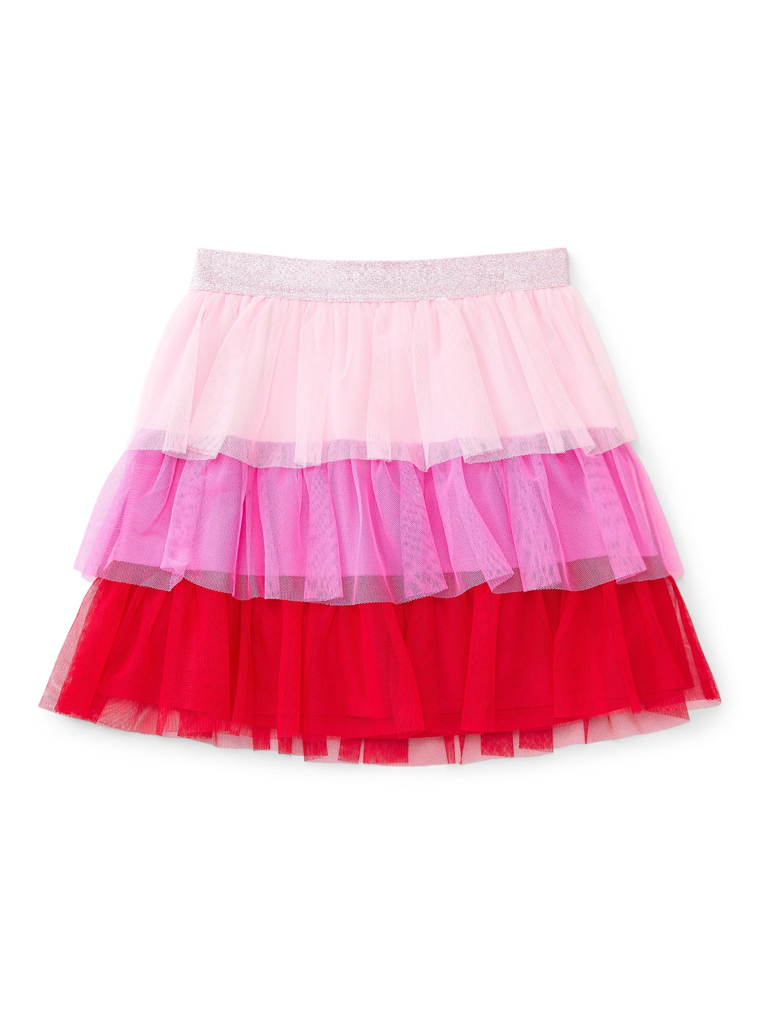 Way to Celebrate Girls Valentine's Day Tiered Mesh Skirt, Sizes 4-18 | Walmart (US)