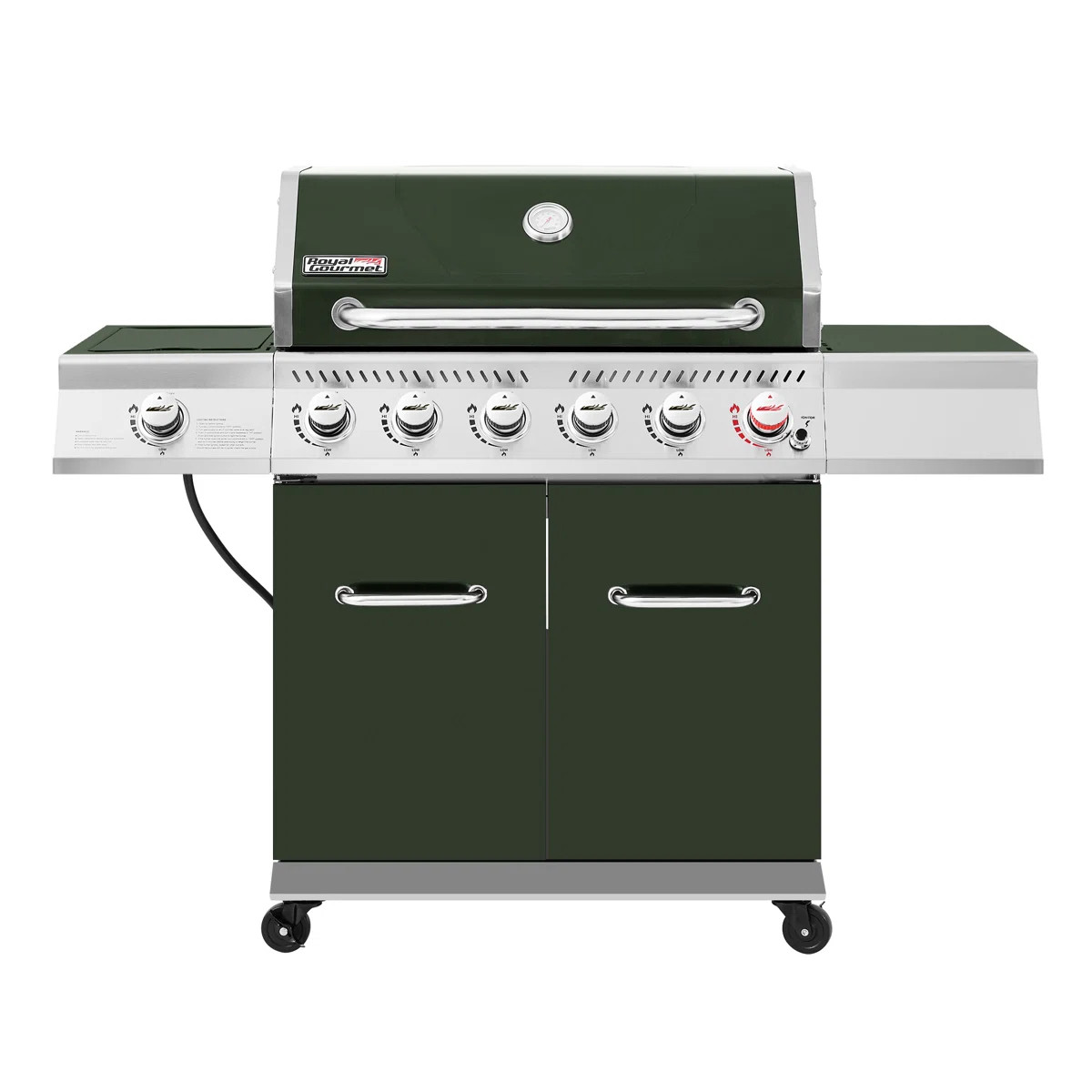 Royal Gourmet 6-Burner BBQ Liquid Propane Gas Grill with Sear Burner and Side Burner, Olive Green | Wayfair North America