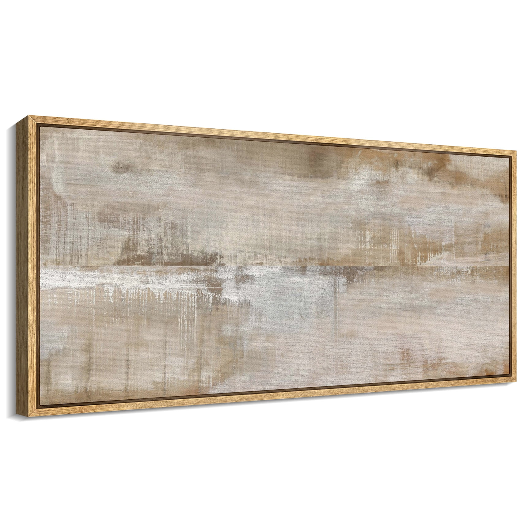 Large Framed Canvas Print Neutral Beige and White Textured with a Weathered LookWall Art Decorati... | Walmart (US)
