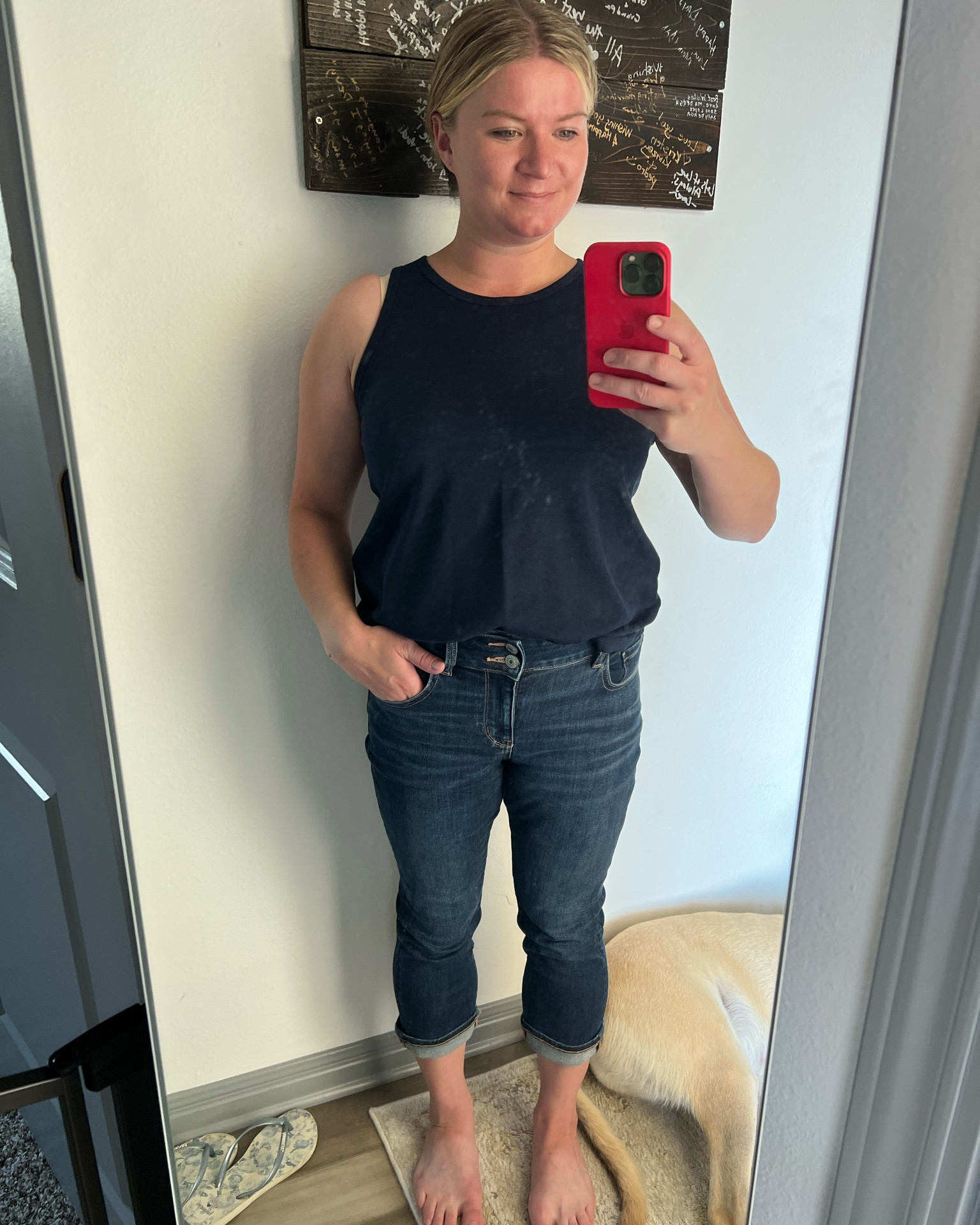 Navy blue tank top from loft and AE jeans

#LTKFind #LTKstyletip #LTKunder50
