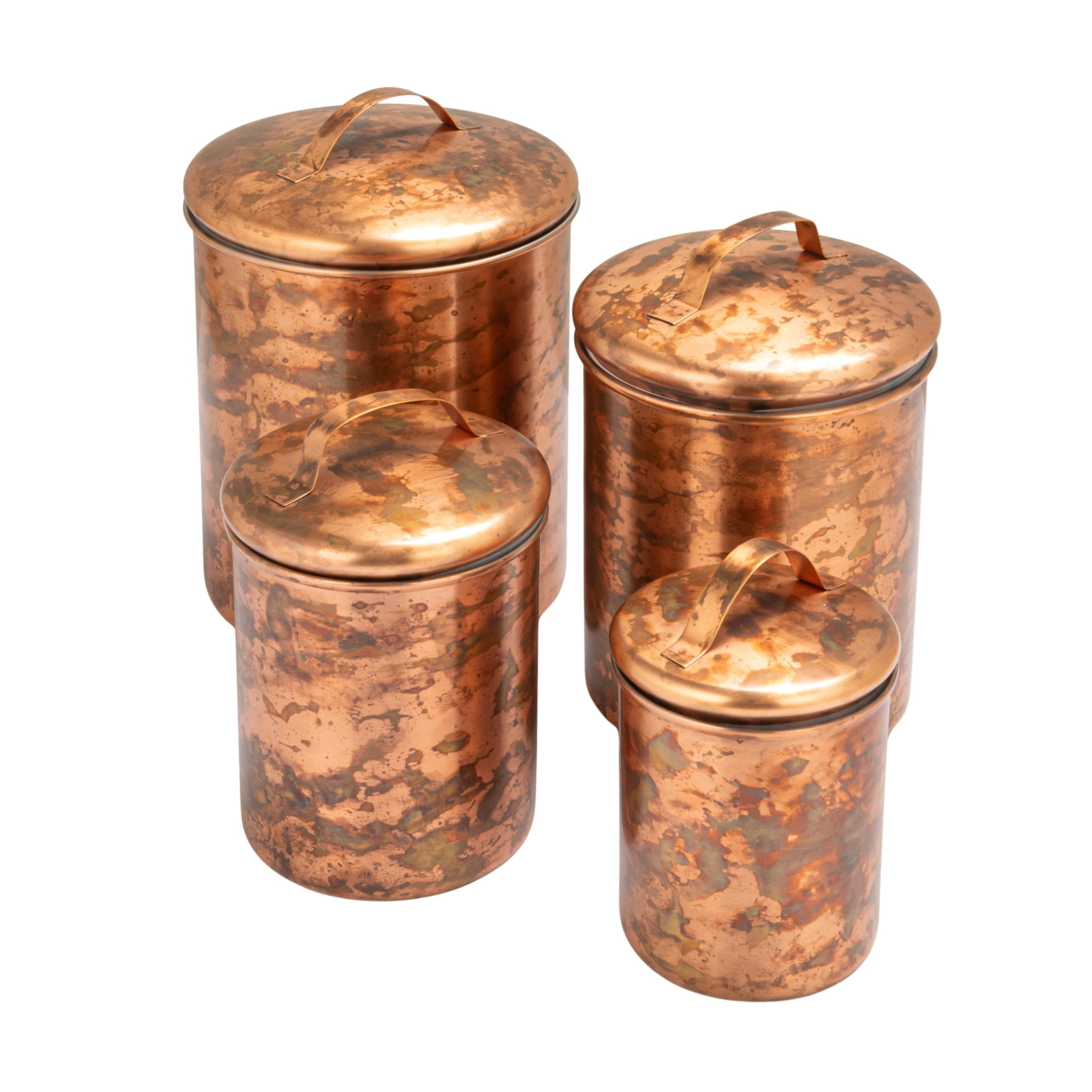 Creative Co-Op 4-Piece Oxidized Stainless Steel Canister Set, Copper-Finished | Amazon (US)