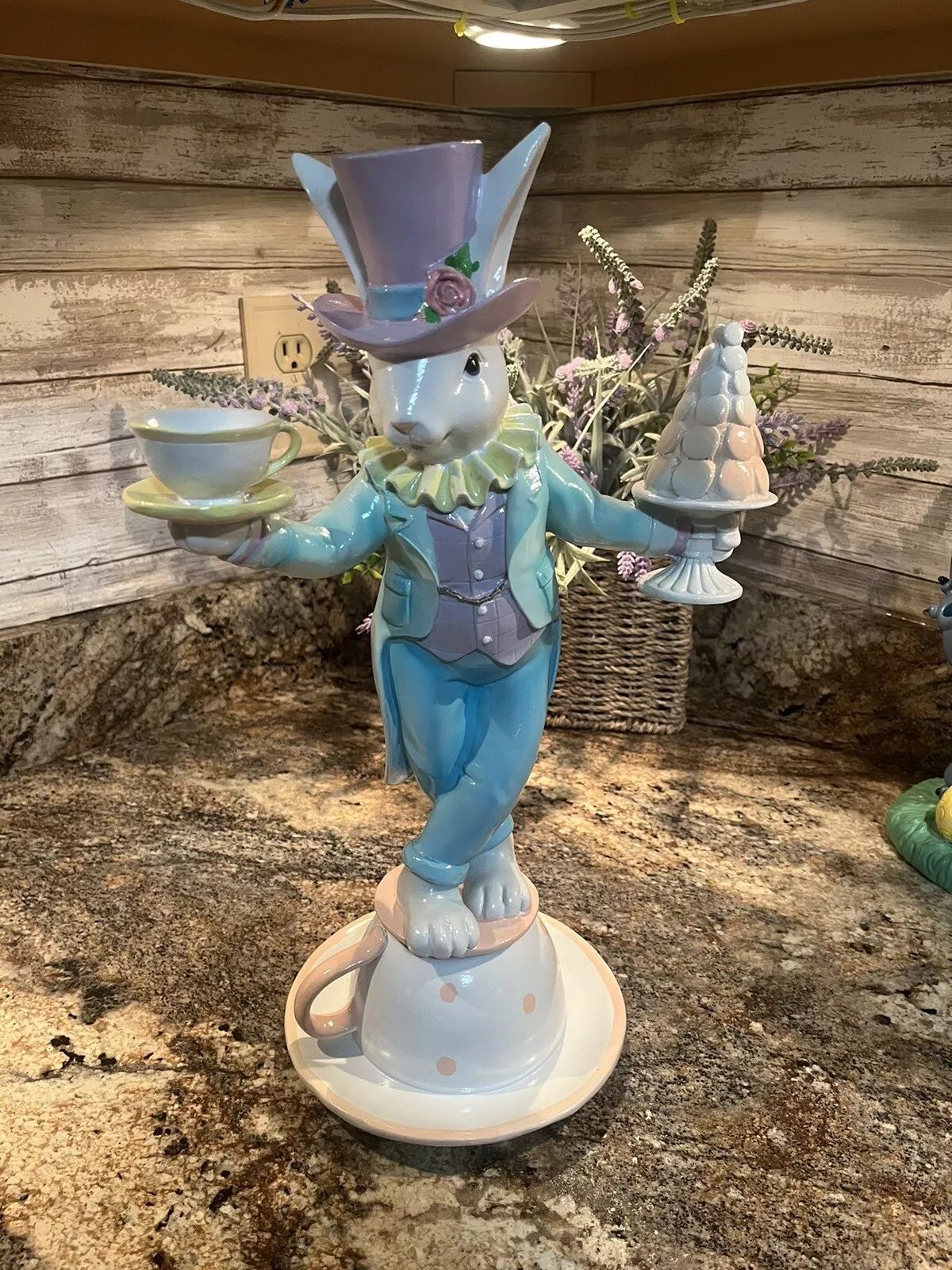 Cottontail Lane Mad Hatter Easter Bunny 24" Figure Macaroon Tree and Tea Cups  | eBay | eBay US