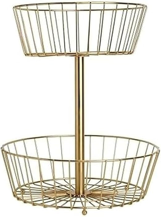 Gourmet Basics by Mikasa Geneva 2-Tier Countertop Fruit Basket Gold-Finish Metal Storage Stand fo... | Amazon (US)