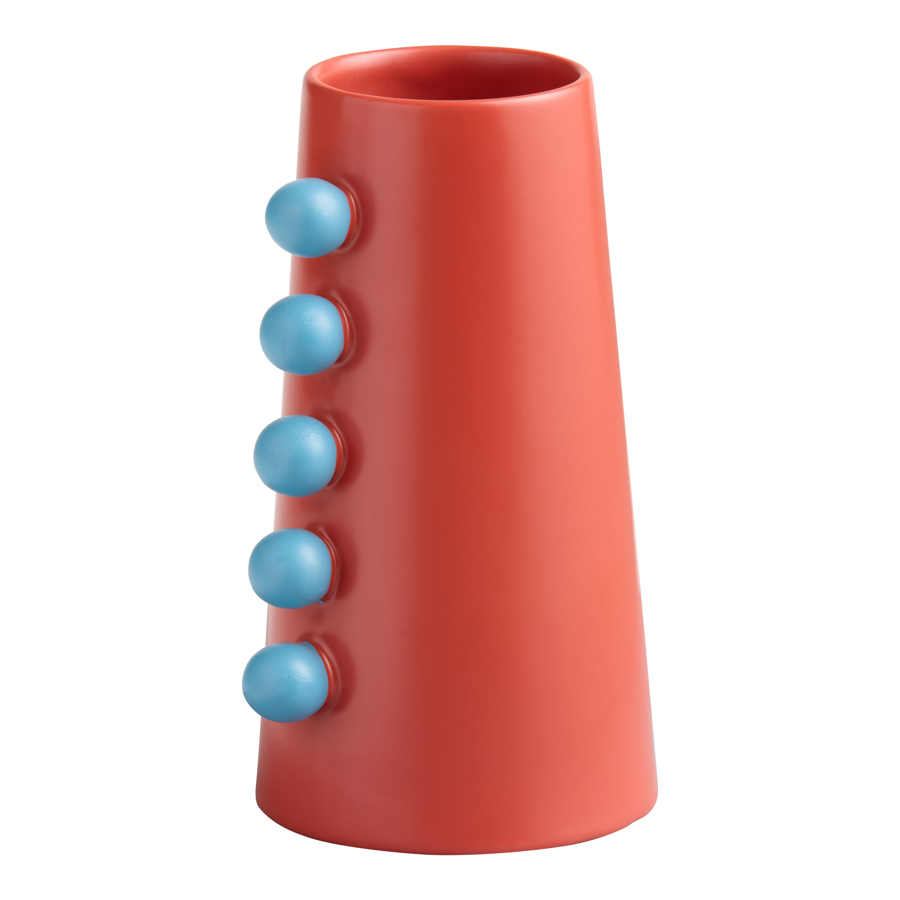 Washed Red Ceramic Modern Knobbed Vase | World Market