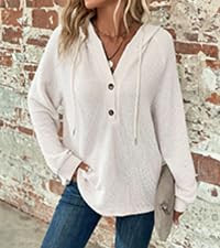 Dokotoo Womens Hoodies Casual Waffle Knit Long Sleeve Drawstring Pullover Sweatshirts Lightweight... | Amazon (US)