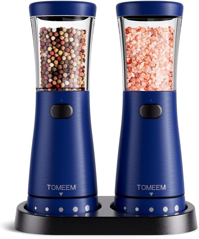 Electric Salt and Pepper Grinder Set with Storage Base, Stainless Steel Rechargeable Salt and Pep... | Amazon (US)