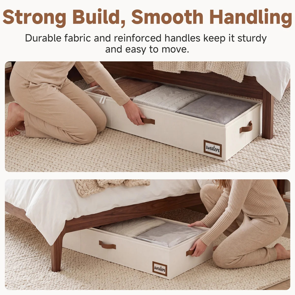 Large Underbed Storage Containers with Handles and Label Holder, Fabric Underbed Bins for Clothes... | Wayfair North America