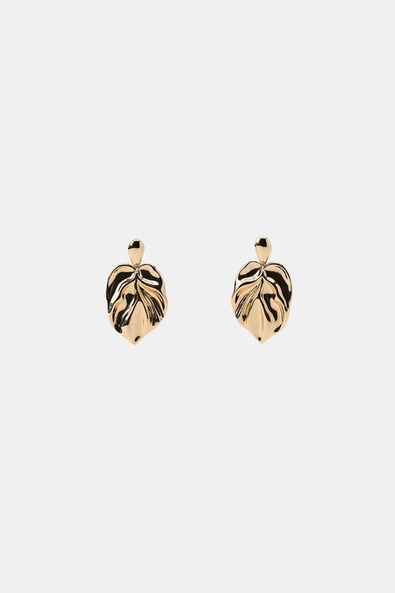 MAXI METAL LEAF EARRINGS | Zara UK