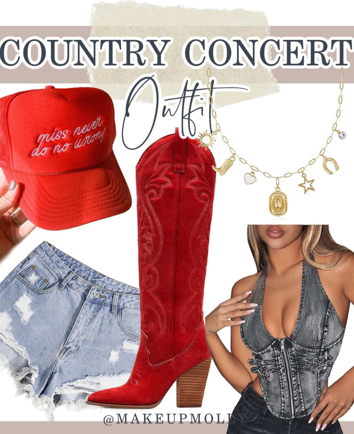 Country Concert Amazon Outfit Ideas 
•
Country concert outfit
Summer country concert 
Concert fashion 
Festival fashion 
Festival look 
Cowboy boots 
Cowboy shorts woman’s 
Sparkly bodysuit 
Country concert amazon finds 
Amazon fashion 
Cowboy boots white 
Rhinestone shorts 
Sparkly bodysuit 
Nashville outfits 
Red cowboy boots 
Red trucker hat 
Country concert outfit red 

#LTKFestival #LTKFind

#LTKParties #LTKSeasonal #LTKSummerEdit