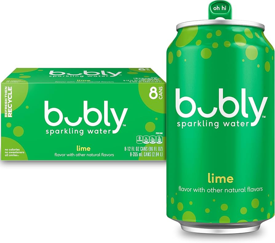 Bubly Sparkling Water, Lime, Zero Sugar & Zero Calories, Seltzer Water,12 Fl Oz Cans (Pack of 8) | Amazon (US)