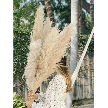 Dried Pampas Grass - Tall Big 3 Stems 48"" (4ft) Length for Flower Arrangements Wedding Decor Decor  | Walmart (US)