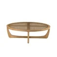 Beautiful by Drew Barrymore Round Rattan & Glass Top Coffee Table with Solid Wood Frame, Warm Hon... | Walmart (US)