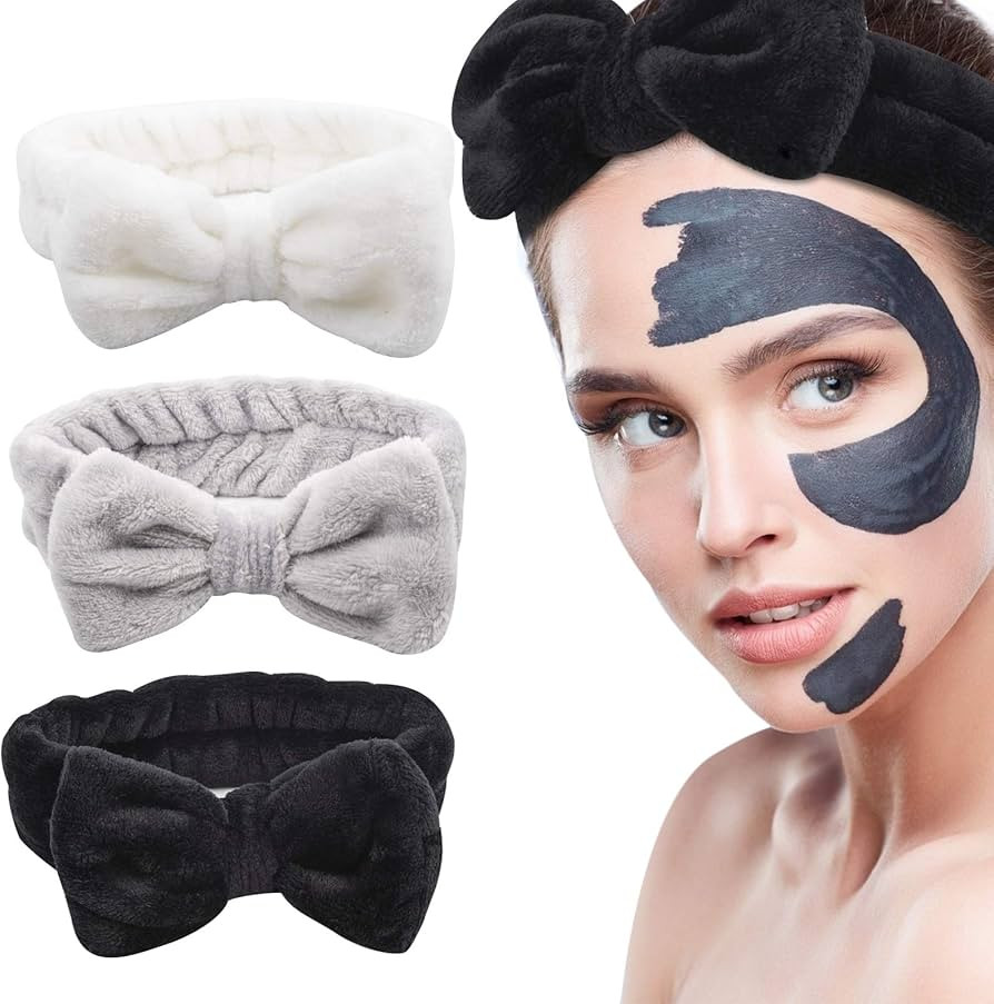 Bow Hair Band, Araluky 3 Pack Soft Makeup Facial Simple Headband Women Girls Spa Microfiber Headb... | Amazon (US)