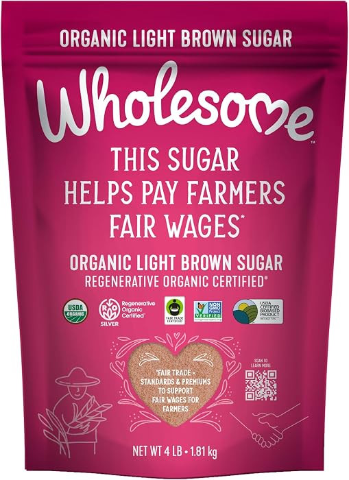 Wholesome Fair Trade Organic Light Brown Sugar, 64oz, 1-Pack | Amazon (US)