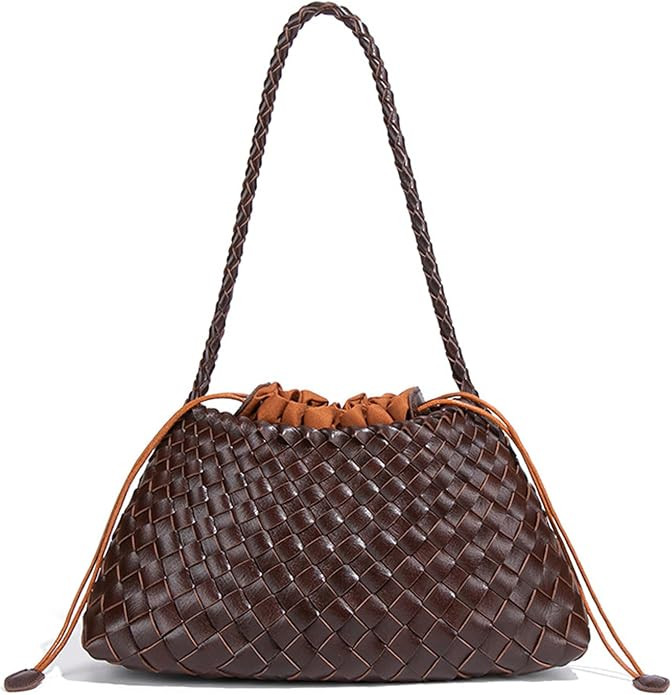 Women's Woven Bag – Vegan Leather Shoulder Tote | Amazon (US)