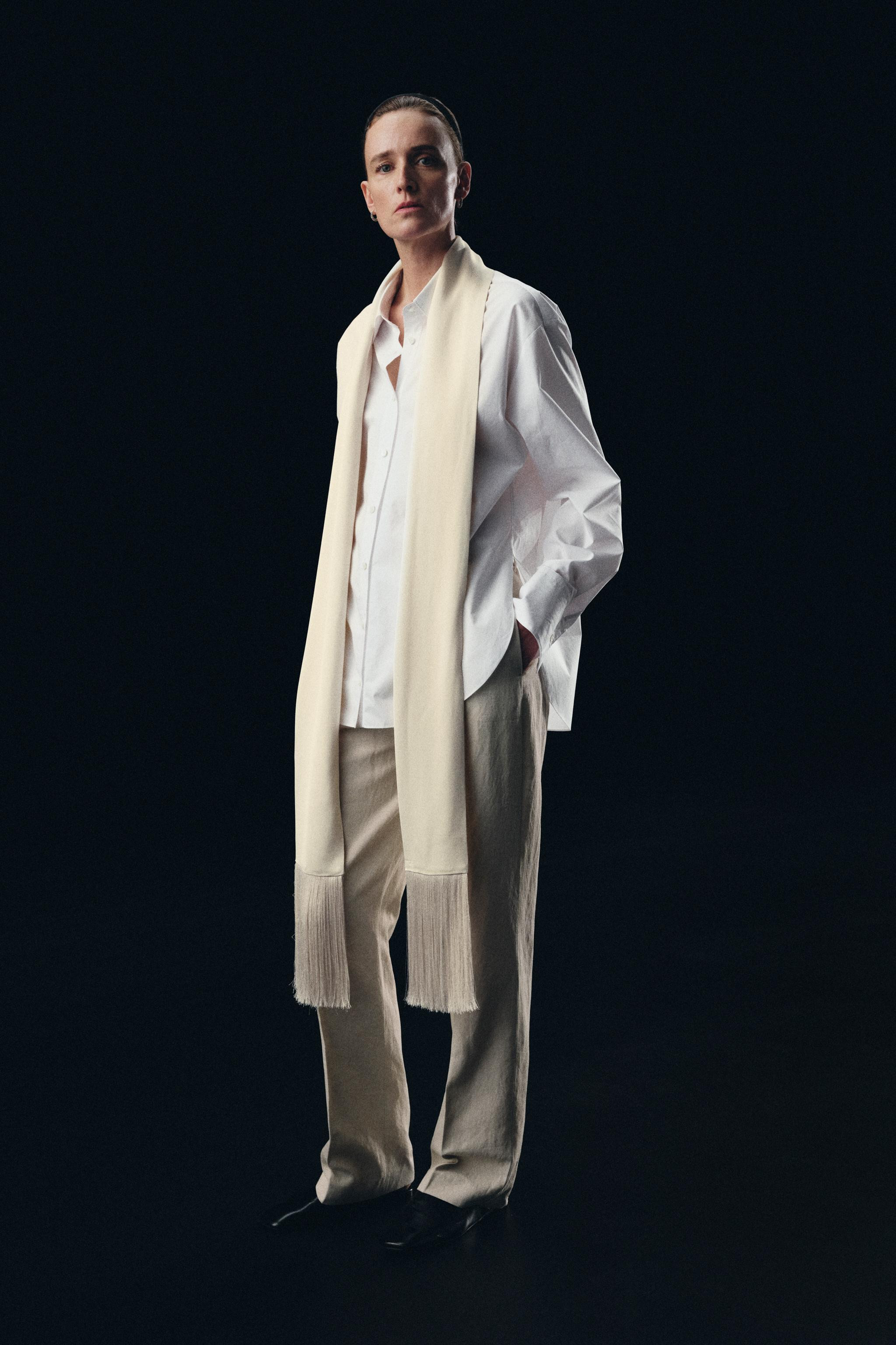 FRINGED SCARF SHIRT ZW COLLECTION | Zara US