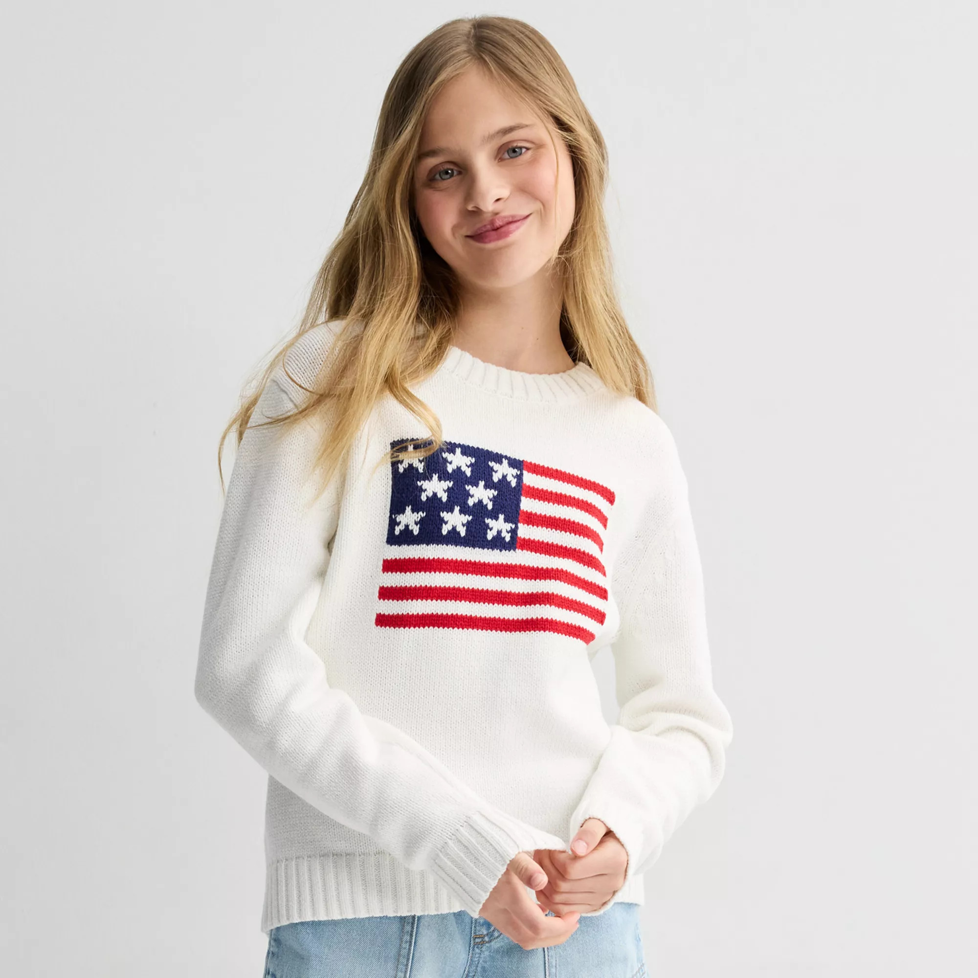 Girls 6-16 SO® American Flag Sweater | Kohl's