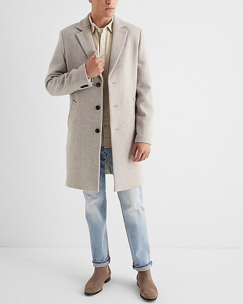 Wool-Blend Notch Collar Topcoat | Express