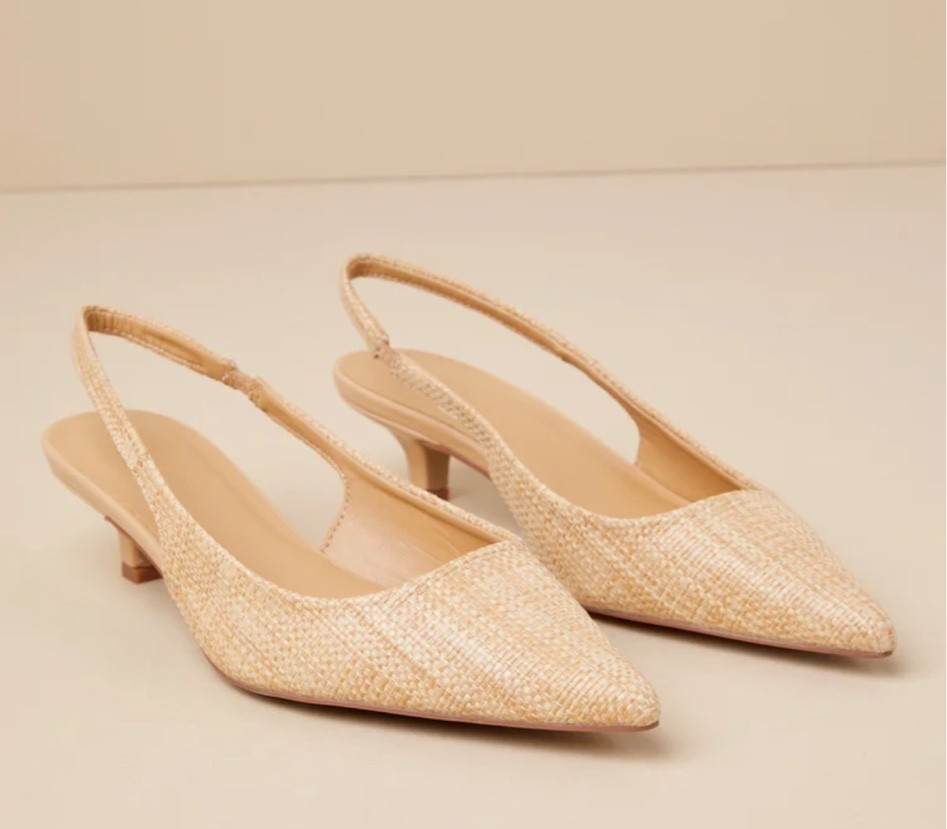 Rattan pointed kitten heels 

#LTKshoecrush #LTKSpringSale #LTKSeasonal