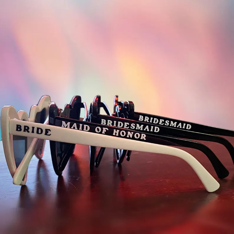 Till Death Do Us Party Sunglasses, Bachelorette Party Favors, Custom Bride & Bridesmaid Heart Gla... | Etsy (US)