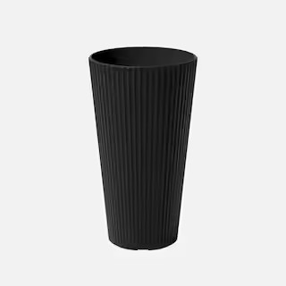 Veradek Demi 26 in. Black Round Plastic Planter DMV26B - The Home Depot | The Home Depot