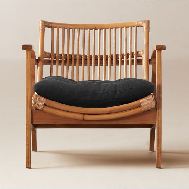 Noelie Rattan Lounge Chair with Black Cushion Set of 2 | CB2