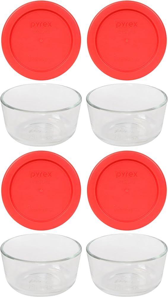 Pyrex Simply Store 8-Piece Glass Food Storage Set (4 vessels and 4 lids), standard packaging | Amazon (US)