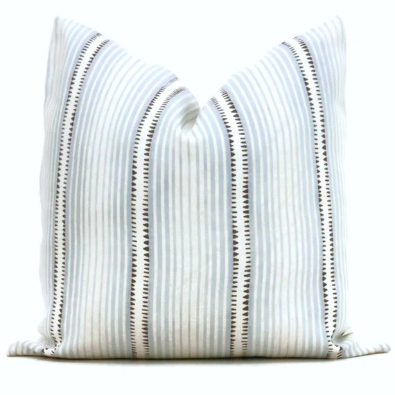 Schumacher Moncorvo Light Blue Stripe Decorative Pillow Cover | Etsy | Etsy (US)
