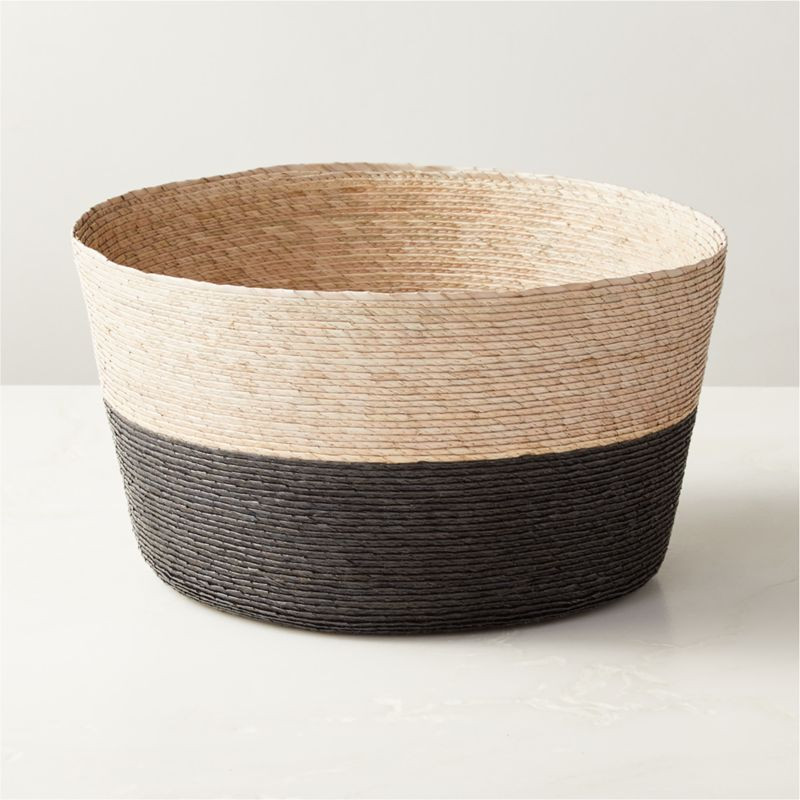 Sol Modern Handwoven Black and Natural Decorative Storage Basket Large + Reviews | CB2 | CB2