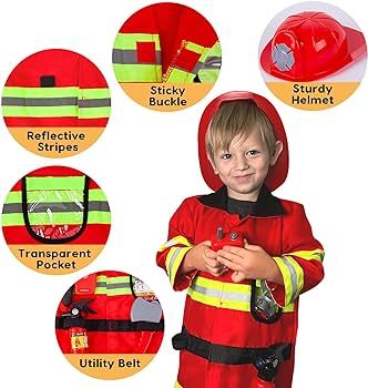 Liberry Fireman Costume for Kids 3 4 5 Years Old, Firefighter Tools with Fire Extinguisher, Prete... | Amazon (US)